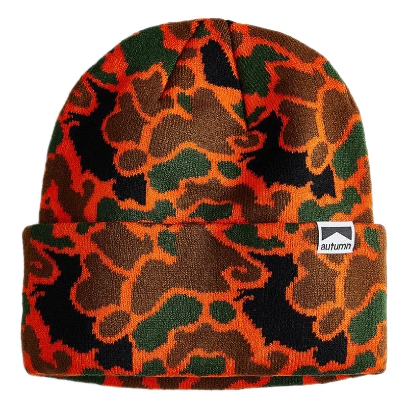 Autumn Duck Camo Beanie - Safety Orange