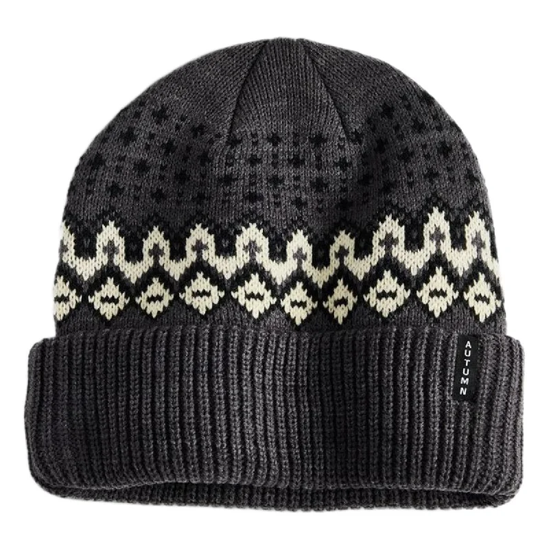 Autumn Fair Isle Beanie - Charcoal