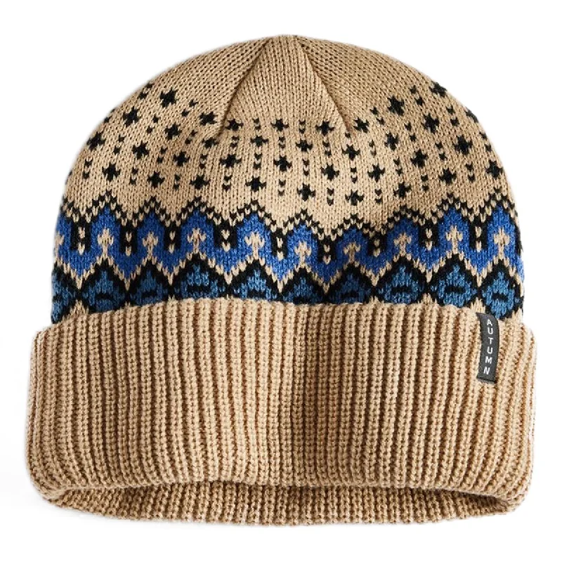 Autumn Fair Isle Beanie - Khaki