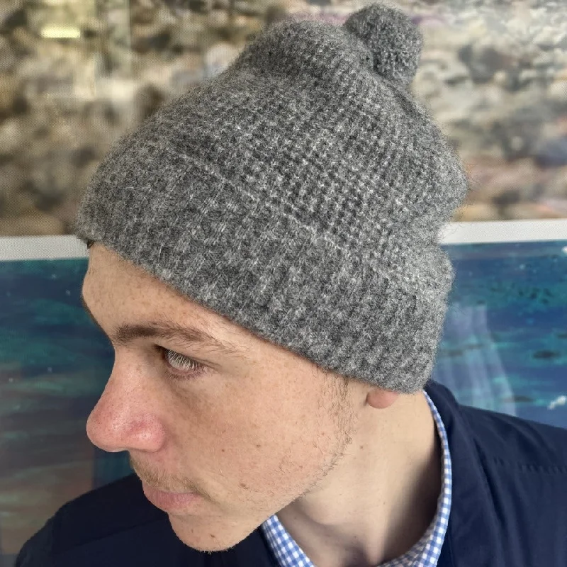 Swanndri - Hutton Turn Up Bobble Beanie - Grey Marle