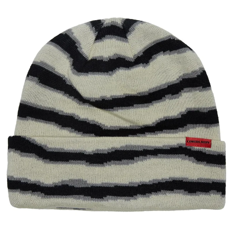 Corduroy Ripped Stripe Beanie - Natural