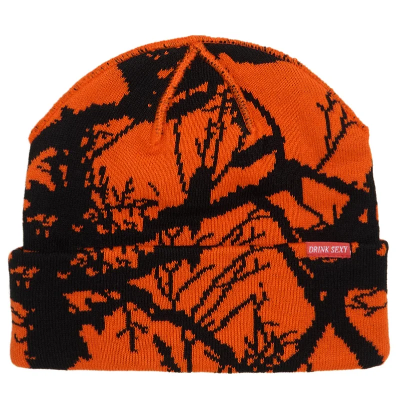 Corduroy Twig Camo Beanie - Safety Orange