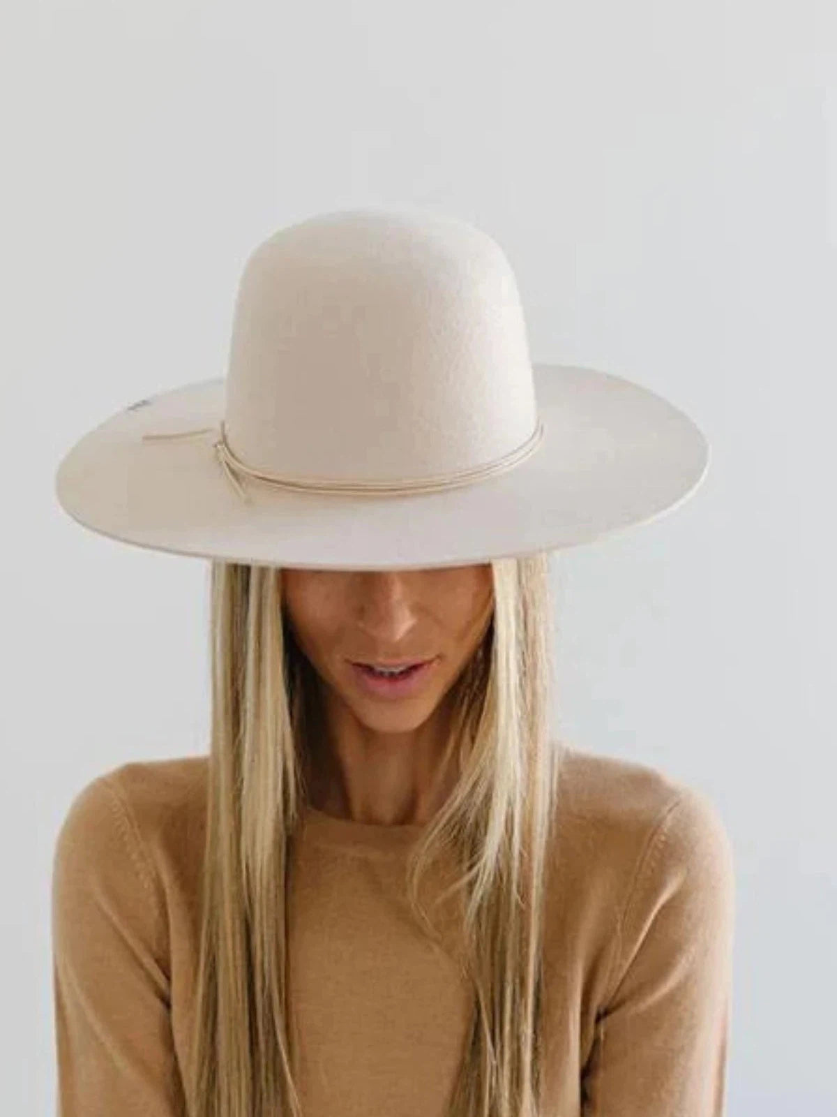 Gigi Pip Rue Open Crown Wide Brim Hat - Cream