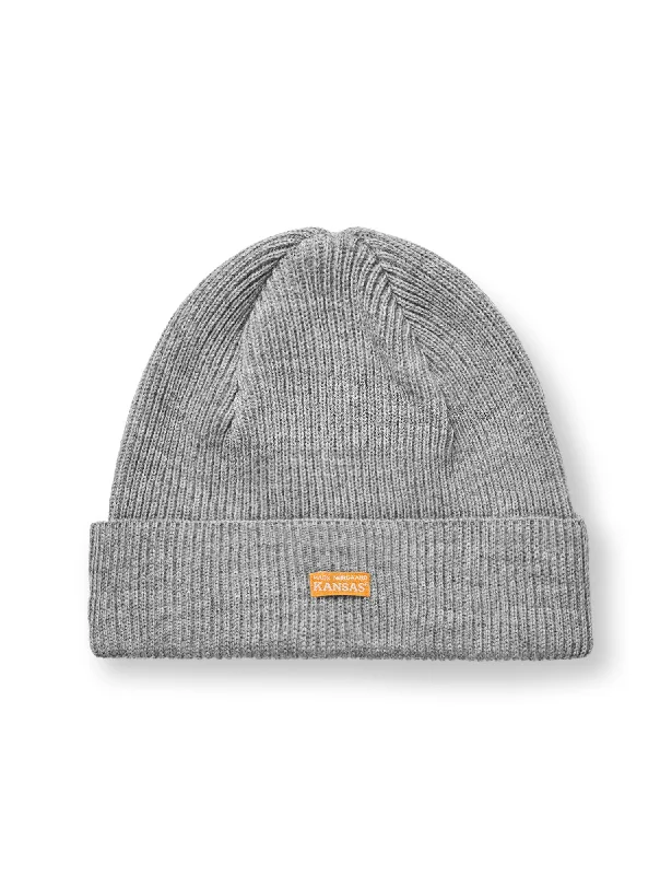 Kansas MN Wool Ask Beanie, Grey Melange