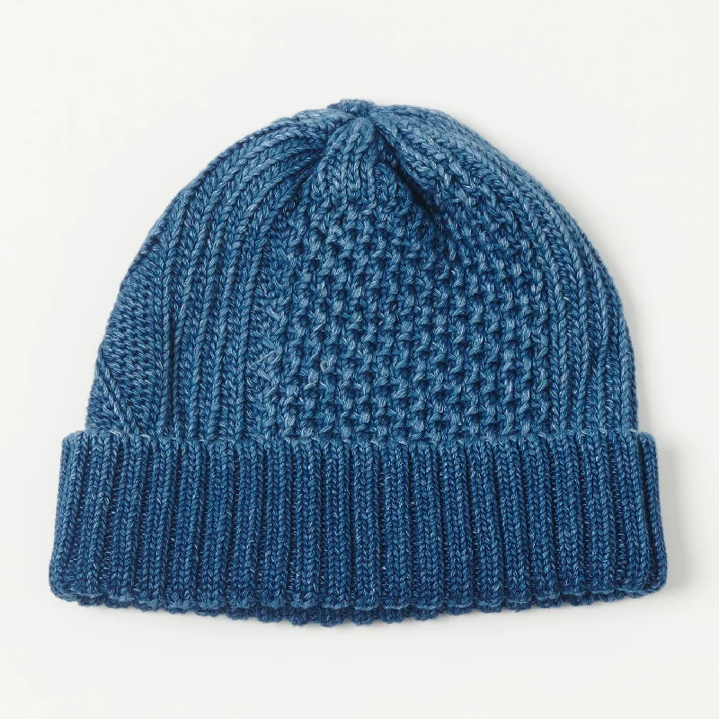 RoToTo Aran Cable Cotton Watch Cap - Light Denim