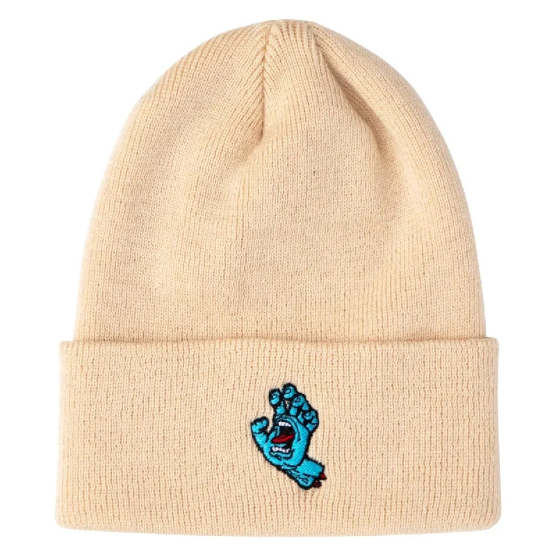 Santa Cruz Screaming Hand Long Shoreman Beanie - Natural