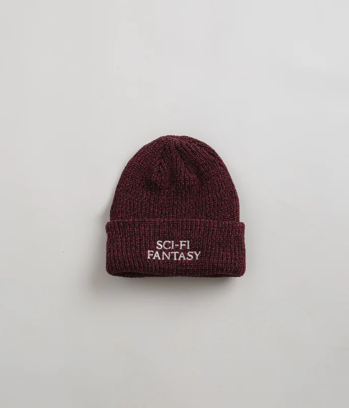 Sci-Fi Fantasy Mixed Yarn Logo Beanie - Red / Black