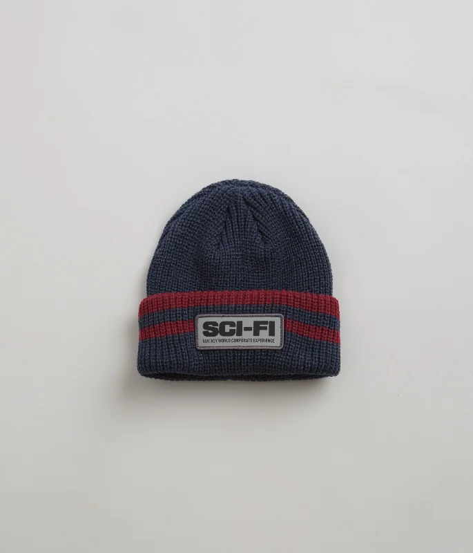 Sci-Fi Fantasy Reflective Patch Beanie - Navy / Red