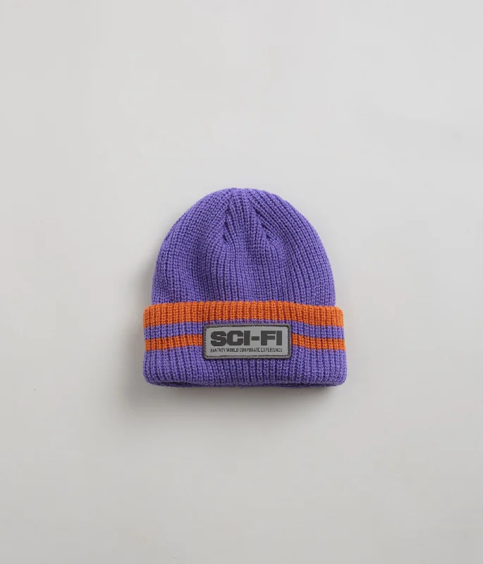 Sci-Fi Fantasy Reflective Patch Beanie - Purple / Orange