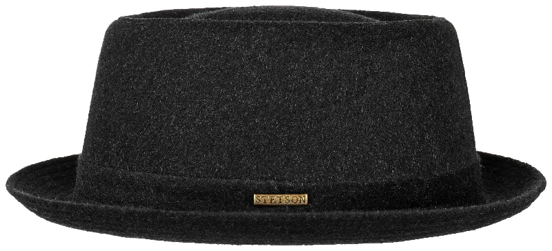 Stetson 1690102-1 Wool Pork Pie Hat - Black