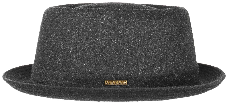 Stetson 1690102-3 Wool Pork Pie Hat - Charcoal