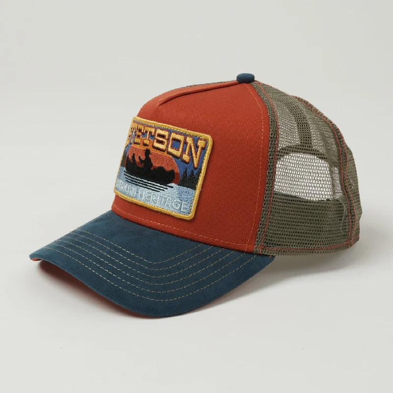 Stetson 'Canoe' Trucker Cap - Rust/Blue/Grey