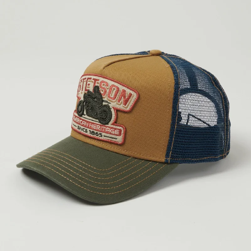 Stetson 'Motorcycle' Trucker Cap - Tan/Blue