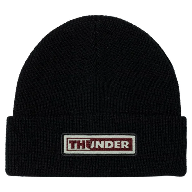 Thunder Bolts Patch Beanie - Black/Maroon/Grey