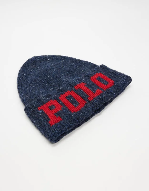 Polo Wool Blend Beanie - Navy Marle