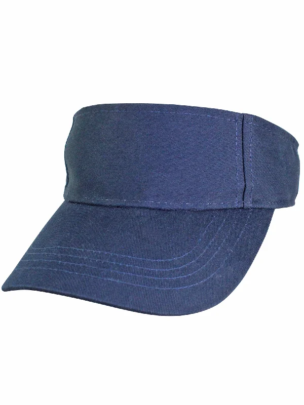 Navy Blue 100% Cotton Sun Sports Visor Hat For Women