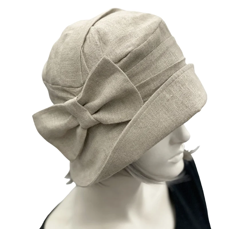 1920s Style Linen Cloche Hat with Bow | The Alice