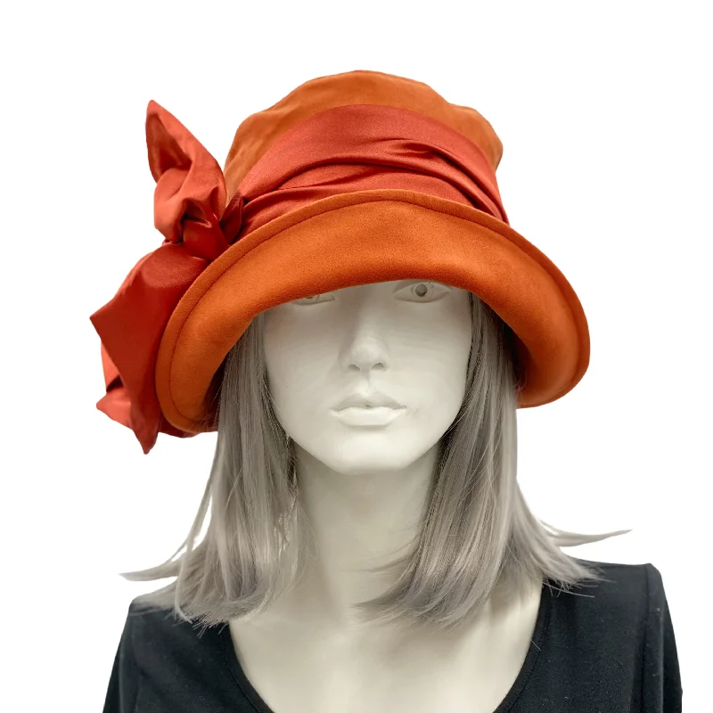 Burnt Orange Velvet and Satin Cloche Hat | The Eleanor