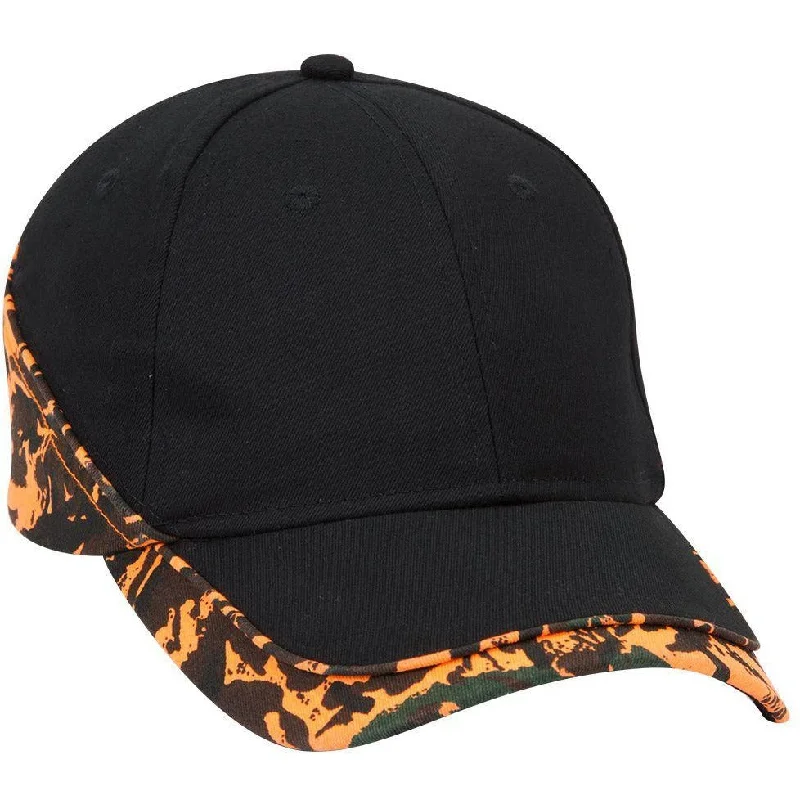 Camouflage Piping Design Brushed Cotton Blend Twill Six Panel Low Profile Baseball Cap