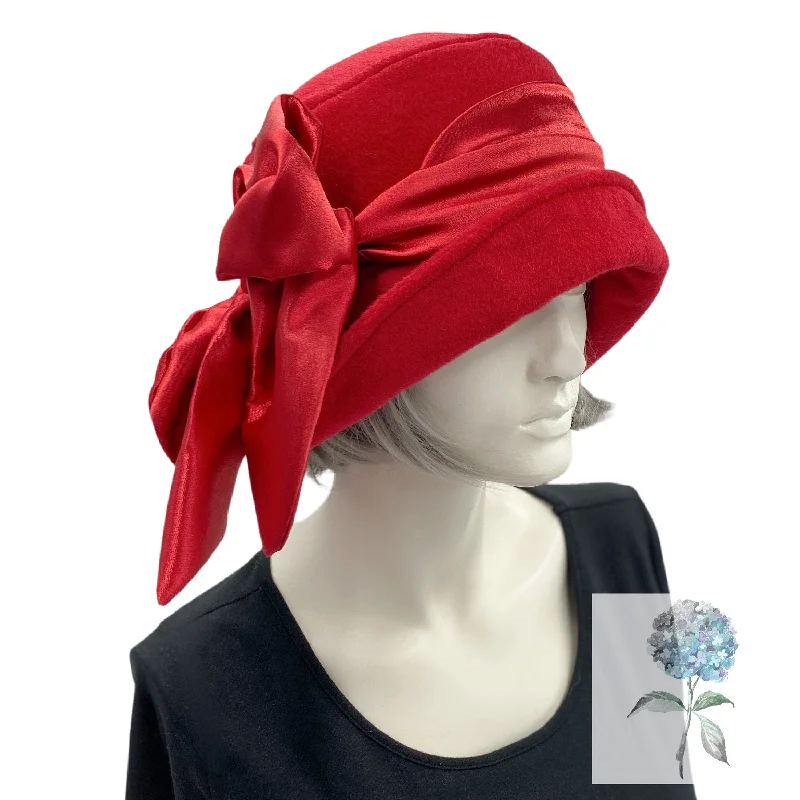 Cloche Hat for Women in Wool with Satin Band and Bow | The Eleanor