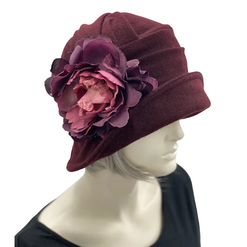 Cloche Hat in Burgundy Felted Wool | The Alice