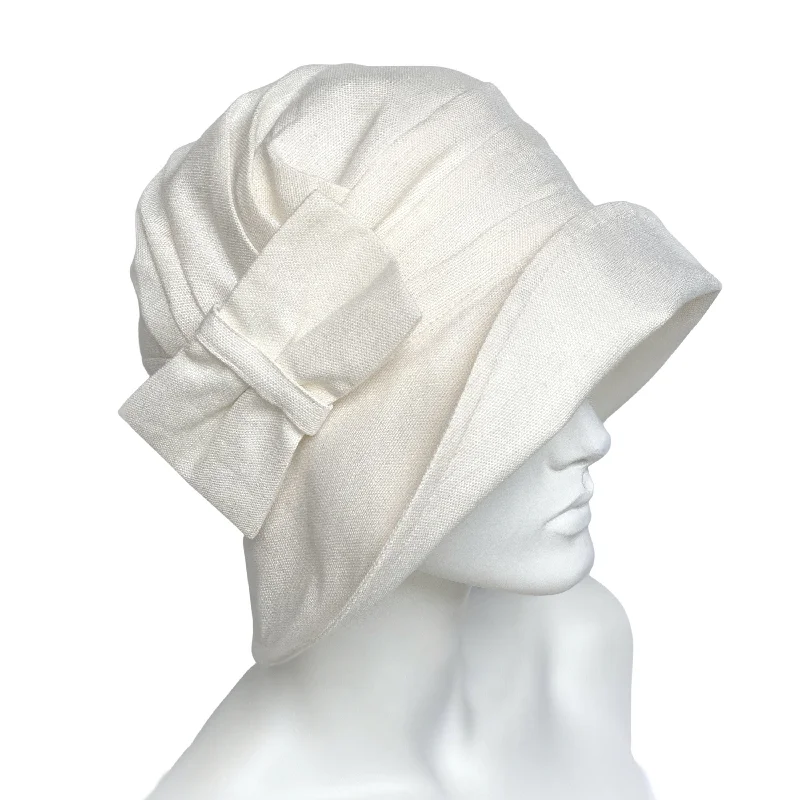 Cloche Hat with Bow in Summer Linen Vintage Style | The Alice