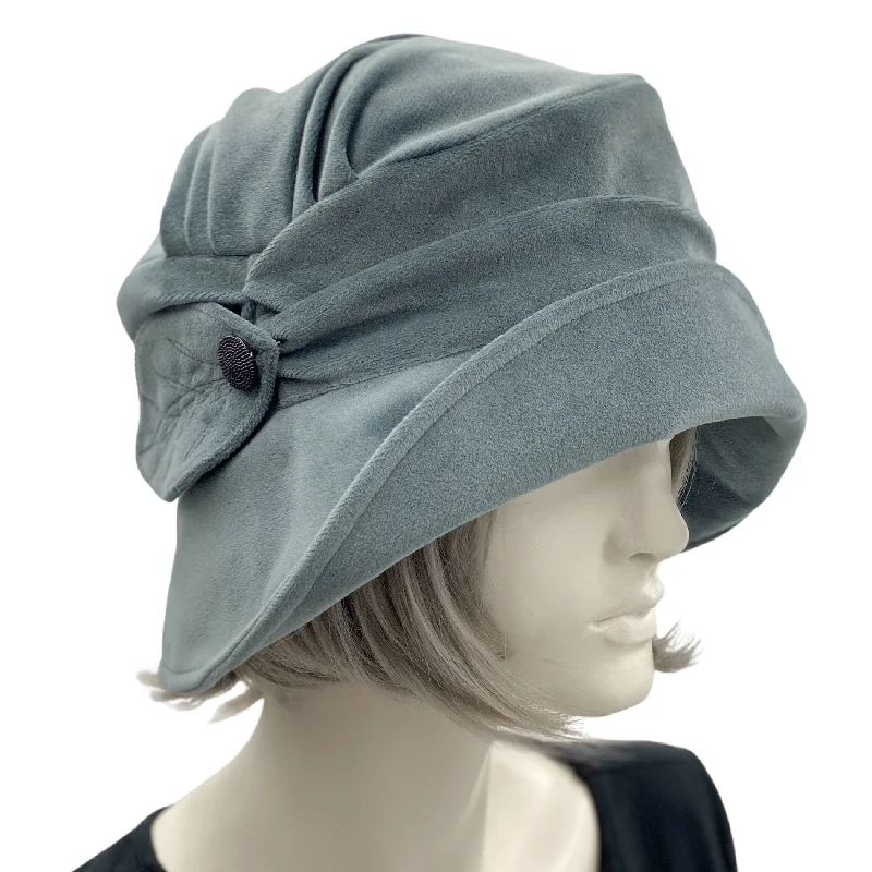 Cloche Hat in Dusky Blue Velvet | The Alice