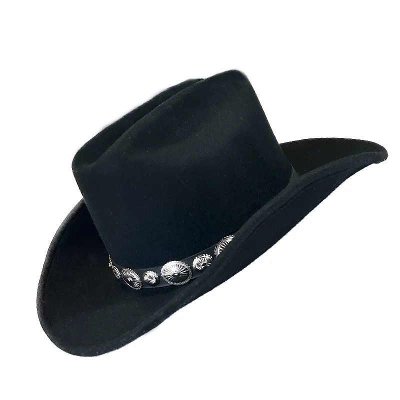 Crushable Black Felt Concho Western Cowboy Hat