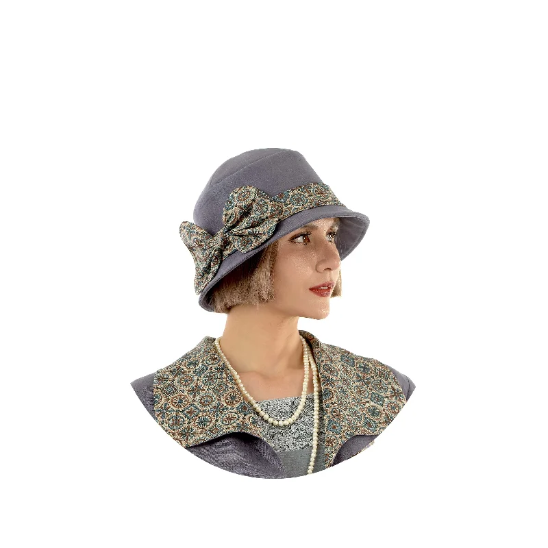 Dark grey linen cloche hat