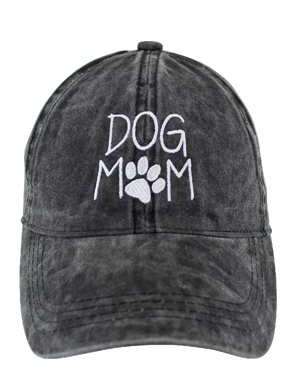 Dog Mom Black Cotton Baseball Cap Hat