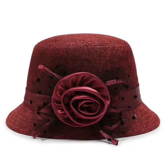 Elegant Rose Embellishment Cloche Hat - Fushia