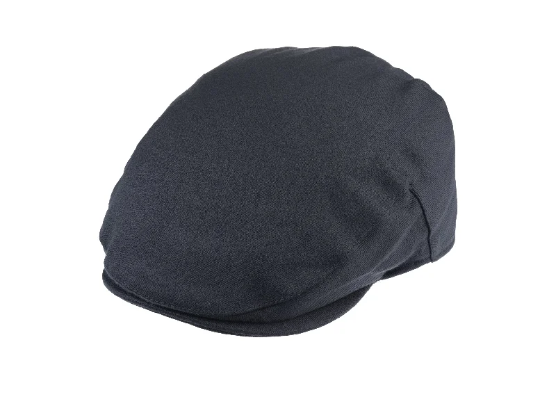 Ellis Balmoral flat cap in satin wool fabric in Navy