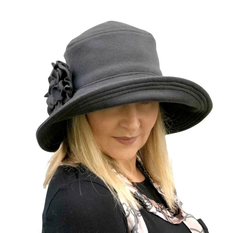 Wide Brim Gray Wool Hat | The Eleanor Cloche