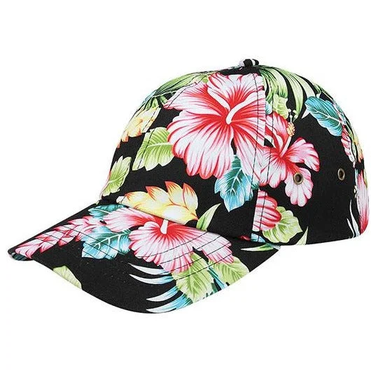 Floral Print Low Profile Unstructured Curved Visor Velcro Hat