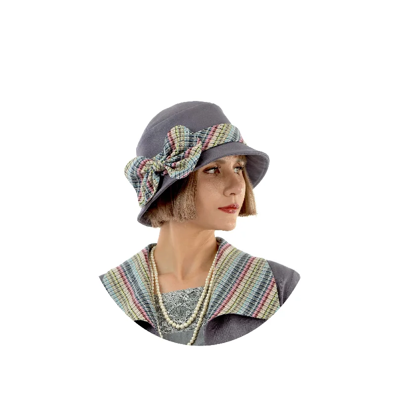 1920s Great Gatsby cloche hat in muted dark grey