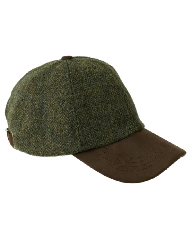 Heather Tyndrum British Tweed Leather Peak Baseball Cap