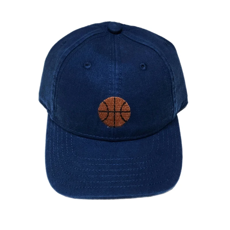 Kids Baseball Hat, Basketball on Navy