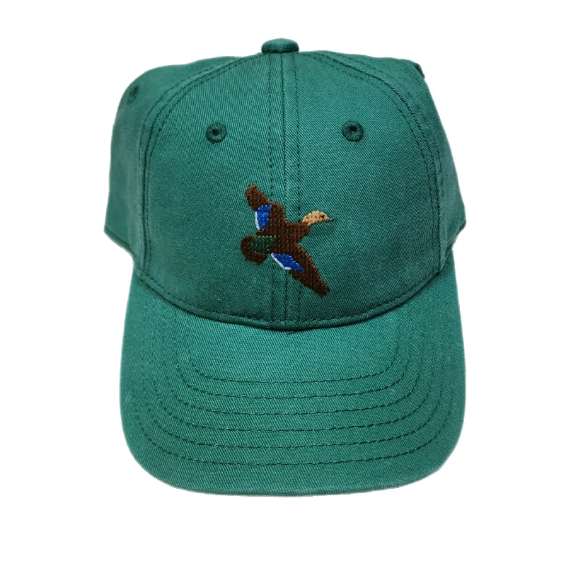 Kids Baseball Hat, Black Duck on Moss Green