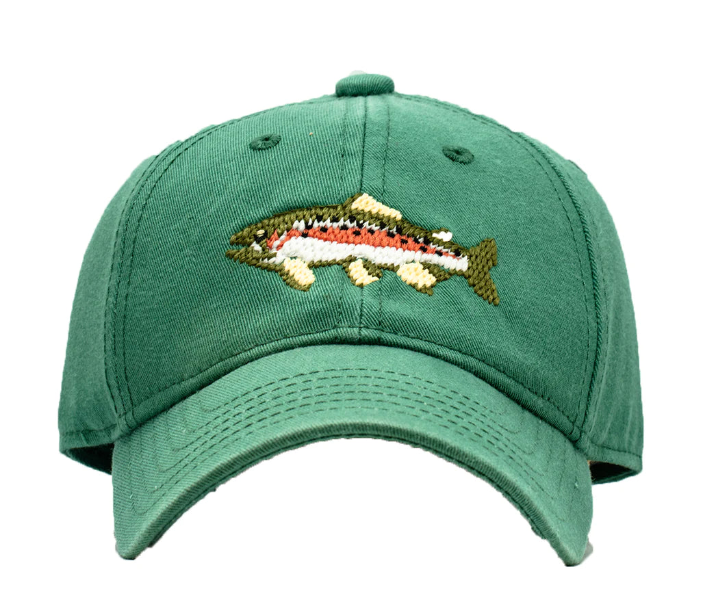 Kids Baseball Hat, Trout on Moss Green