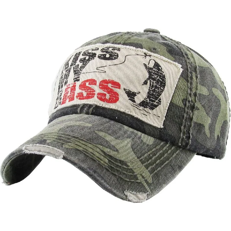 KISS MY BASS Vintage Ballcap - Grøn Camo