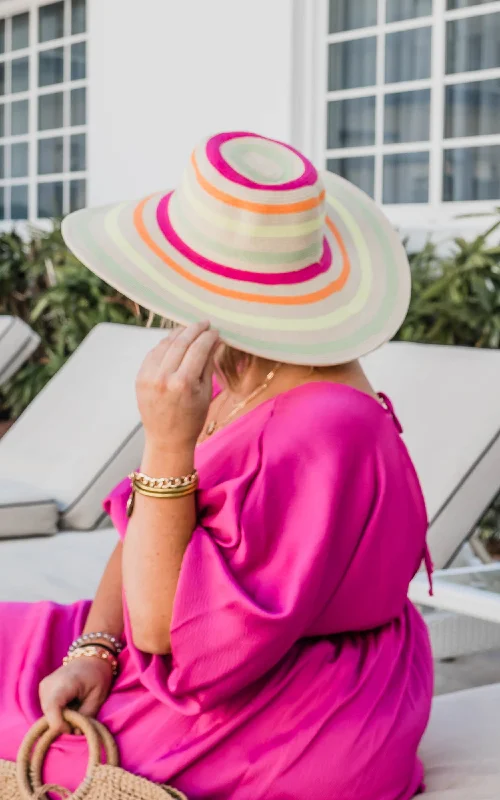 NEON STRIPES WIDE BRIM HAT