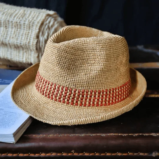 Unisex Raffia Straw Fedora