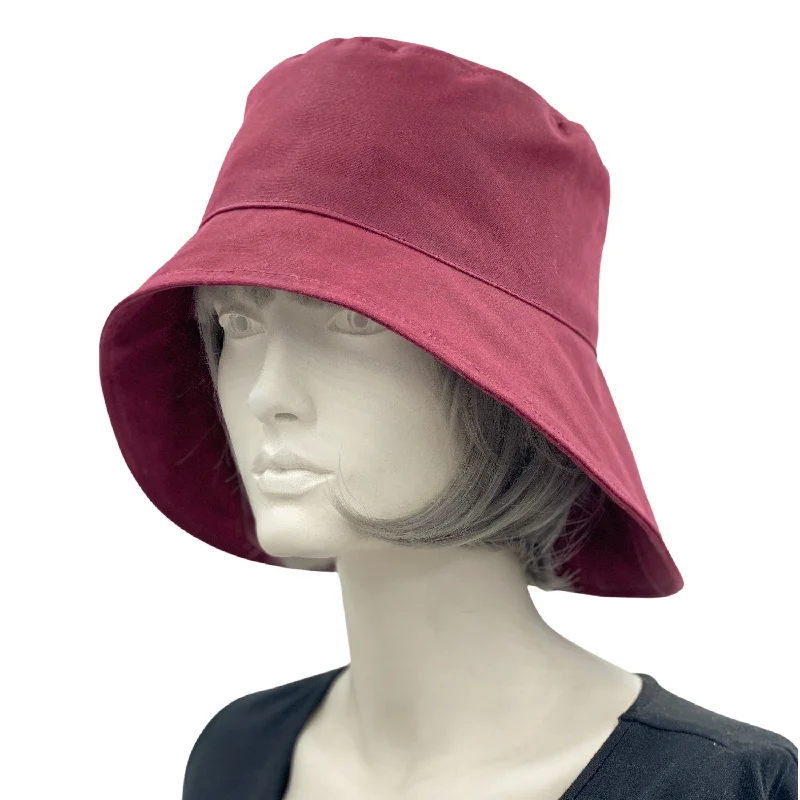 Rain Hat Handmade in Burgundy or Black Waxed Cotton | The Eleanor