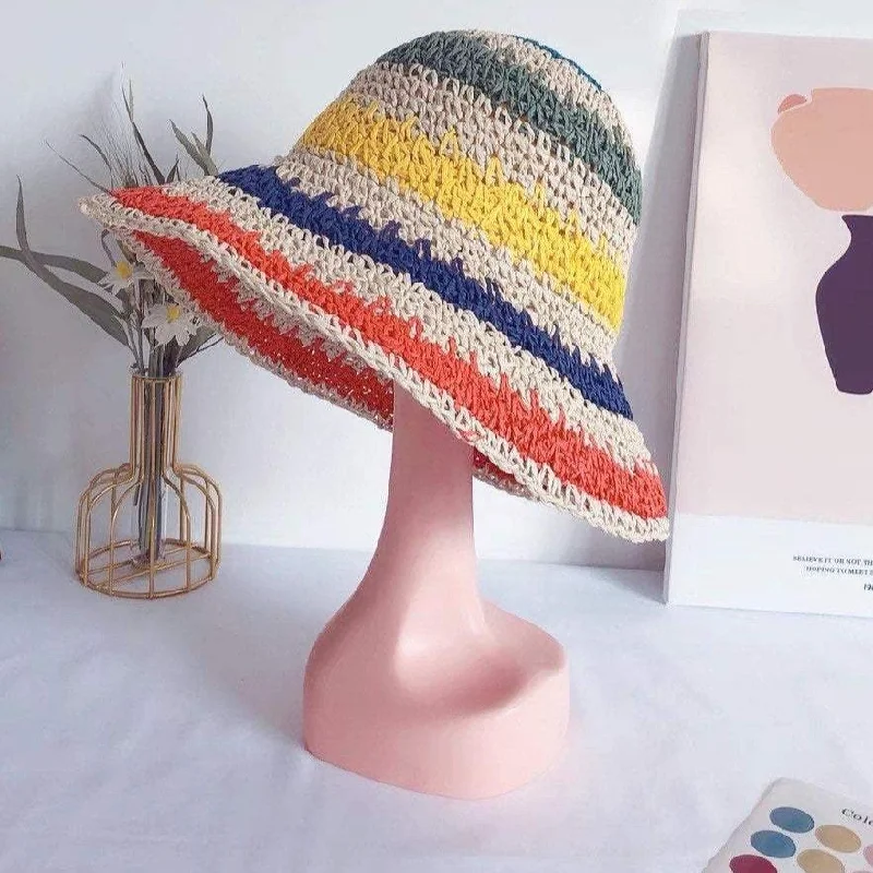 Summer Rainbow Straw Hat for Women/Girl