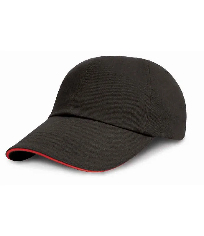 Result Low Profile Heavy Brushed Cotton Cap with Sandwich Peak | Black/Red