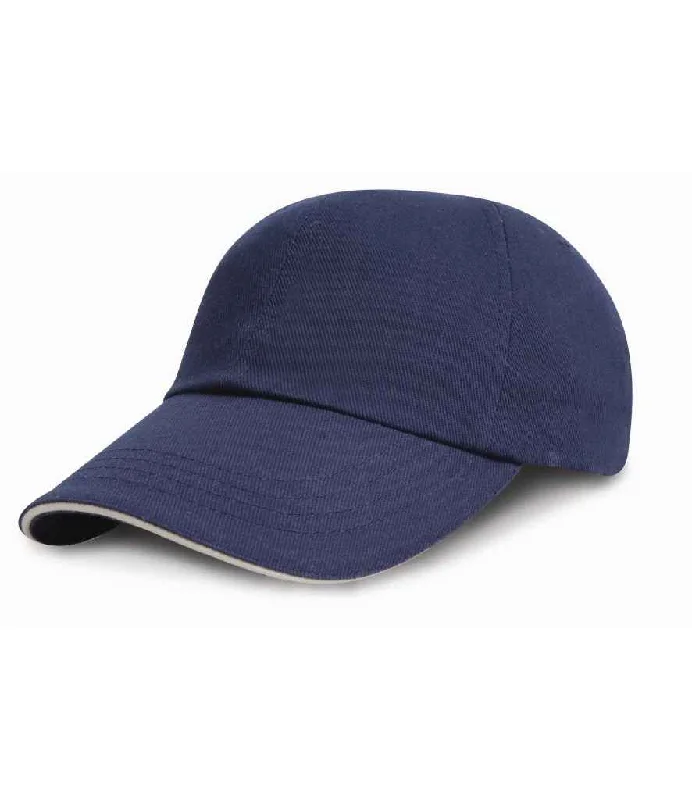 Result Low Profile Heavy Brushed Cotton Cap with Sandwich Peak | Navy/White