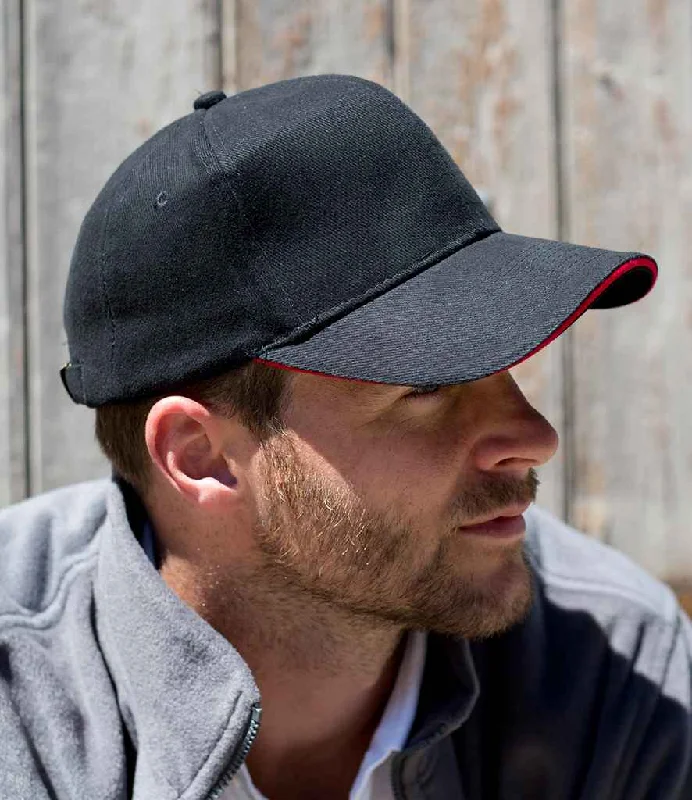 Result Pro-Style Heavy Brushed Cotton Cap | Black/Red