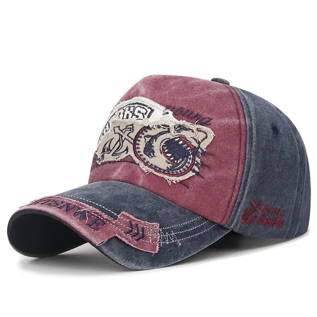 Retro Shark Patch Baseball Cap - Fushia