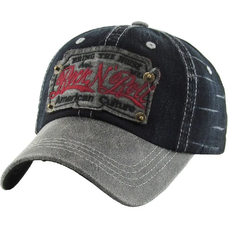 ROCK N ROLL VINTAGE BALLCAP - SORT DENIM