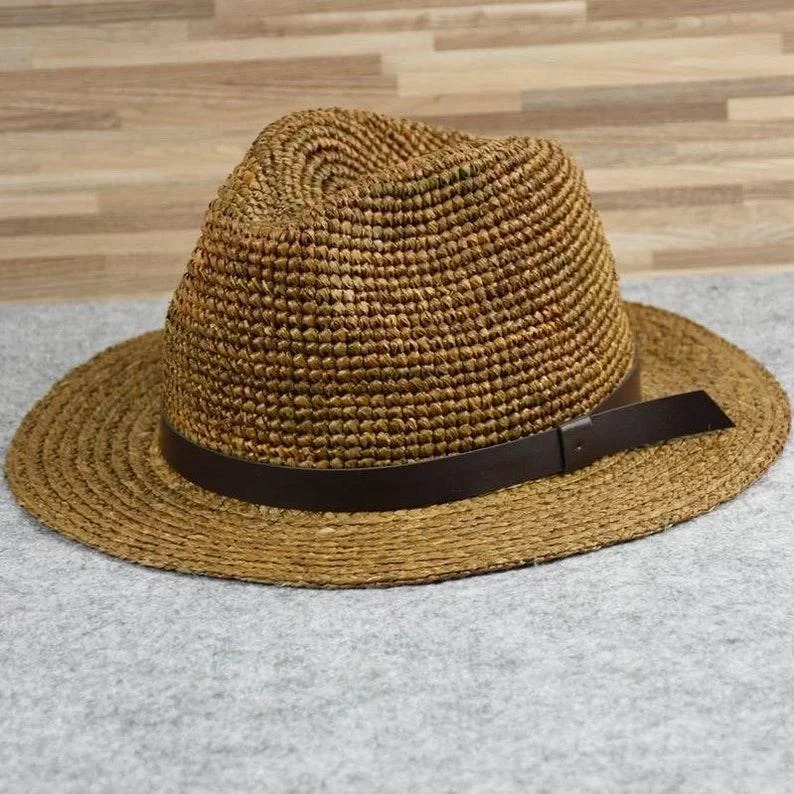 Raffia Straw Panama Fedora Hat